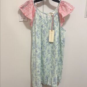 LoveShackFancy NWT Girls Lou Dress in Blue & Pink Floral Print. Size 12.